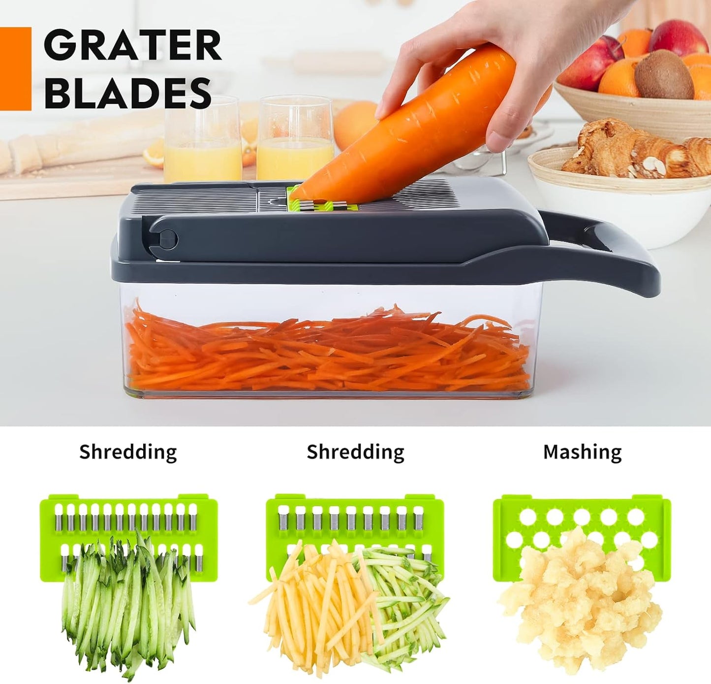 Vegetable Chopper, Pro Onion Chopper, Multifunctional 13 in 1 Food Chopper, Kitchen Vegetable Slicer Dicer Cutter,Veggie Chopper with 8 Blades,Carrot and Garlic Chopper with Container…