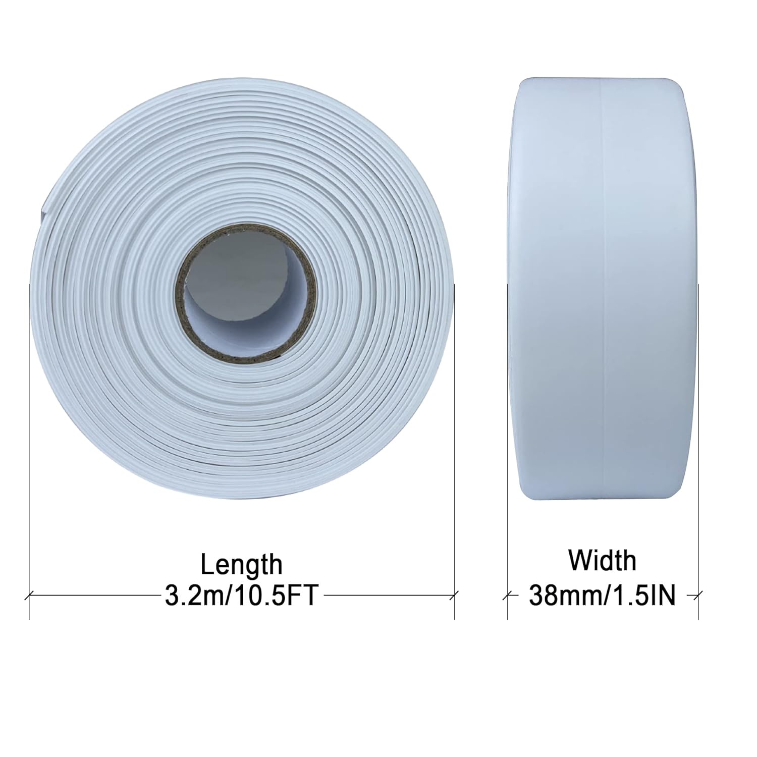 White Caulk Tape for Bath & Kitchen,Caulking Tape for Bathroom Caulking White Self Adhesive Caulk Strip,Tub Surround,Toilet Bowl Stick on Gel,Kitchen Countertop (1.5" X 10.5Ft)