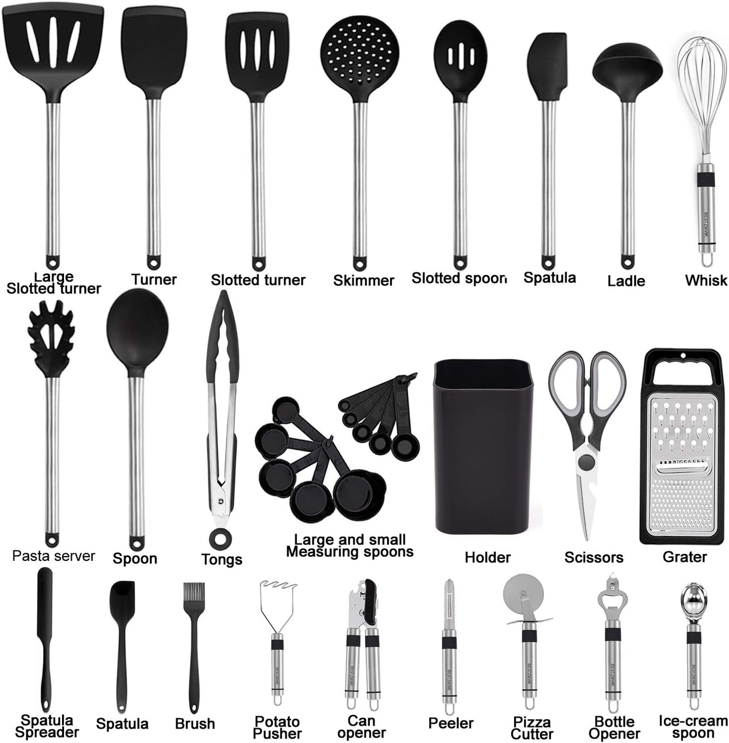 33 Silicone Kitchen Utensil Set.